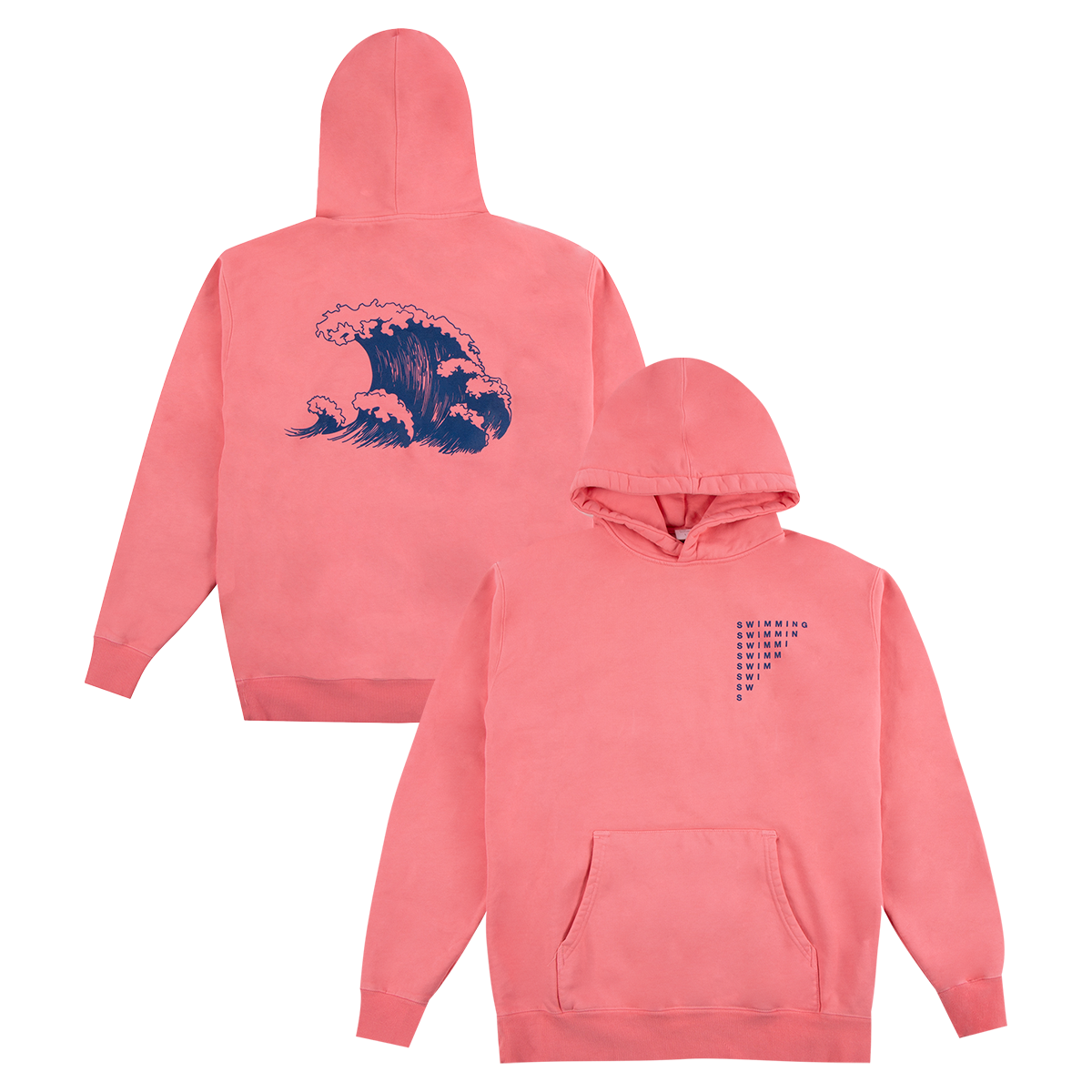 SWIMMING WAVE HEAVYWEIGHT HOODIE CORAL